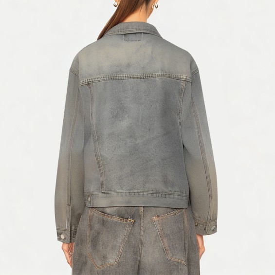 Distressed Washed Women's Denim Jacket