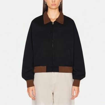 Retro Contrast Lapel Jacket For Women