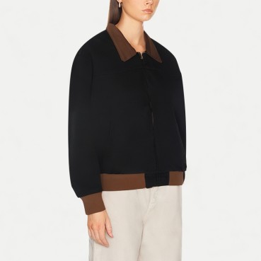 Retro Contrast Lapel Jacket For Women