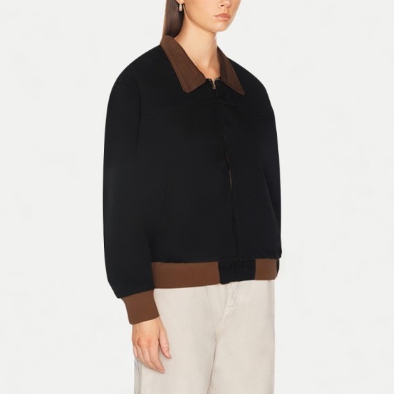Retro Contrast Lapel Jacket For Women