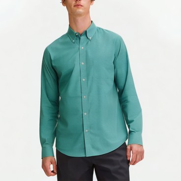 Men's Green Plaid Long Sleeve Shirt