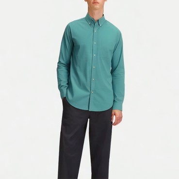 Men's Green Plaid Long Sleeve Shirt