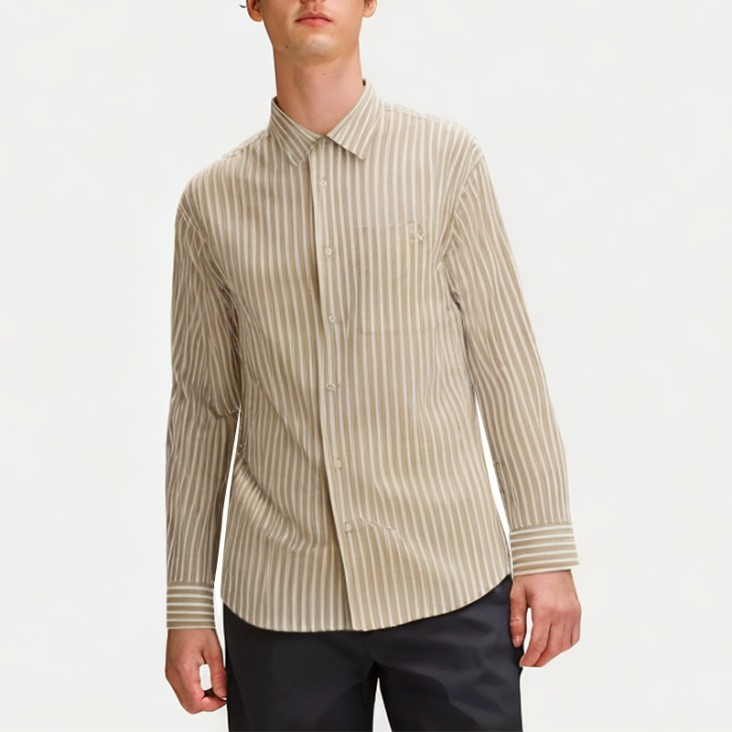 Men's Vertical Striped Long-Sleeved Shirt