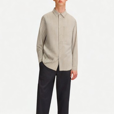 Men's Vertical Striped Long-Sleeved Shirt