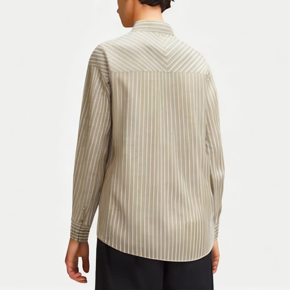 Men's Vertical Striped Long-Sleeved Shirt