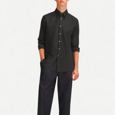 Men's Slim Black Commuter Shirt