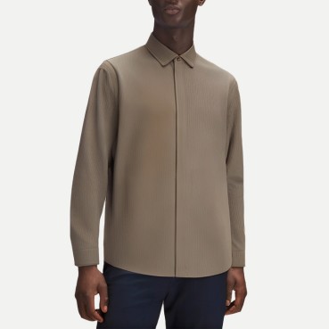 Textured Men's Solid Color Long Sleeve Shirt