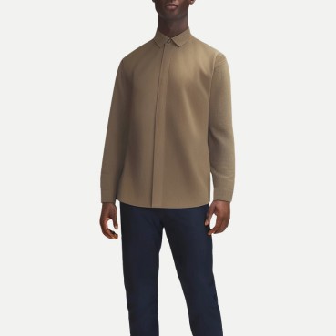 Textured Men's Solid Color Long Sleeve Shirt