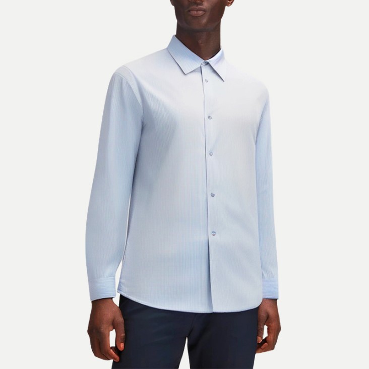 Men's Heart Embroidered Striped Shirt