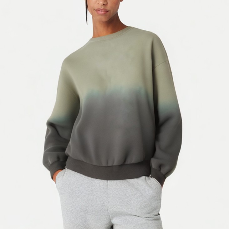 Gradient Round Neck Pullover Sweatshirt