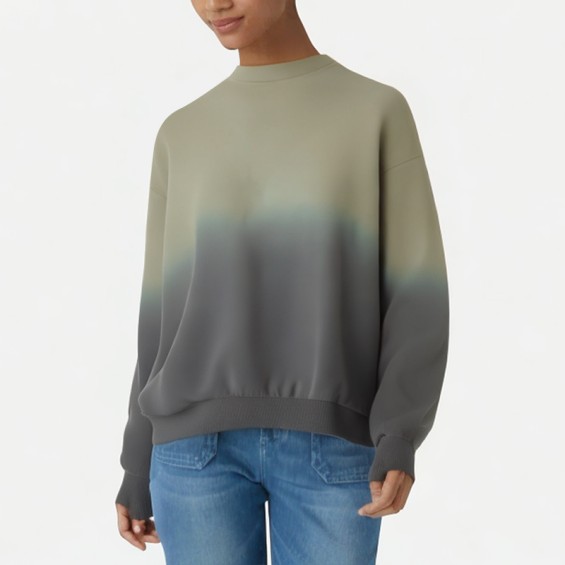 Gradient Round Neck Pullover Sweatshirt
