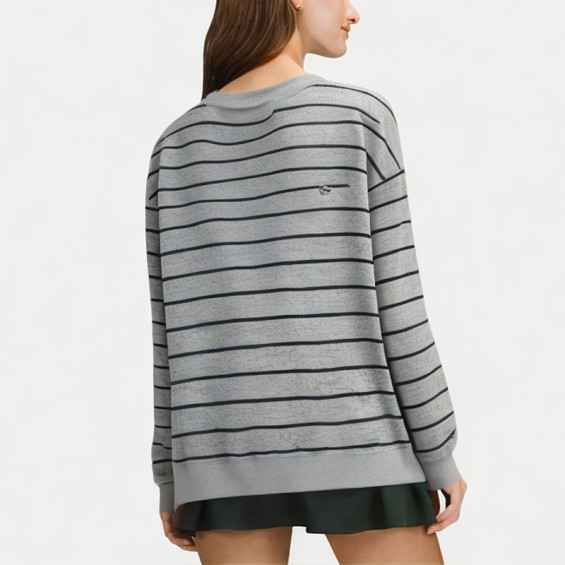 Women's Cotton Round Neck Striped Sweatshirt