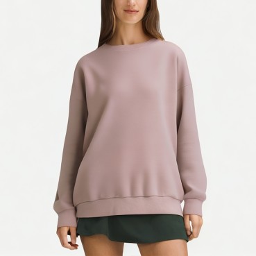 Purple Loose Round Neck Long Sleeve Women's Sweatshirt
