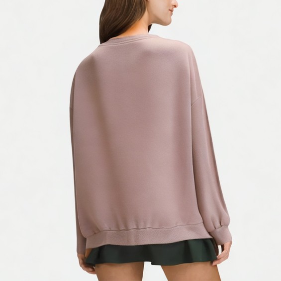 Purple Loose Round Neck Long Sleeve Women's Sweatshirt