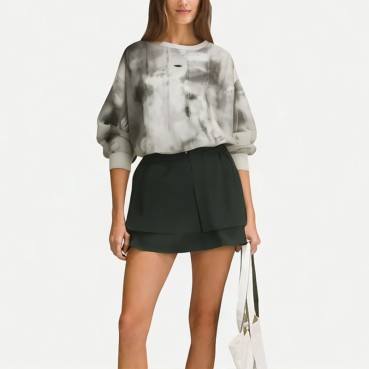 Women's Tie-Dye Gray Spring Round Neck Sweatshirt