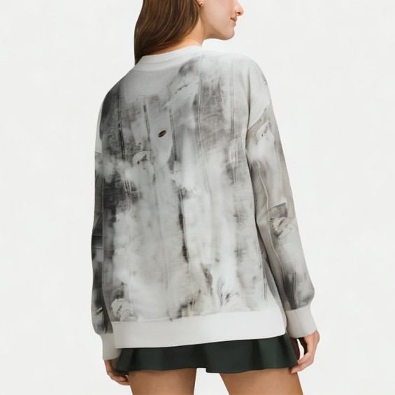 Women's Tie-Dye Gray Spring Round Neck Sweatshirt