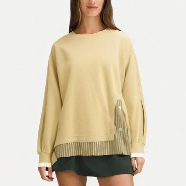 Women's Fake Two-piece Design Long Sleeve Sweater