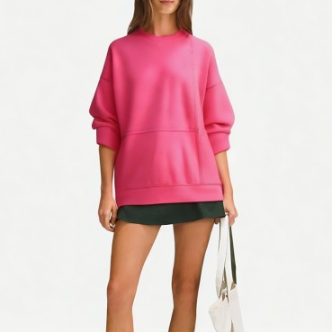Women's Early Autumn Spliced ​​Round Neck Sweatshirt