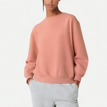 Women's Casual Round Neck Pearl Sweatshirt
