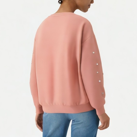 Women's Casual Round Neck Pearl Sweatshirt