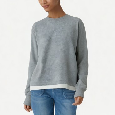 Women's Patchwork Slim Round Neck Sweatshirt